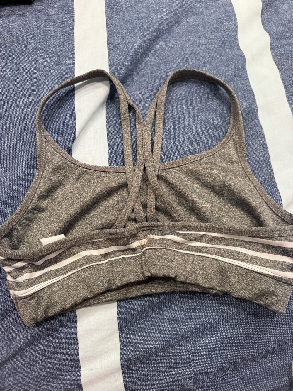 Jockey Gray & Light Pink Striped Racerback Sports Bralette - Picture 3 of 4